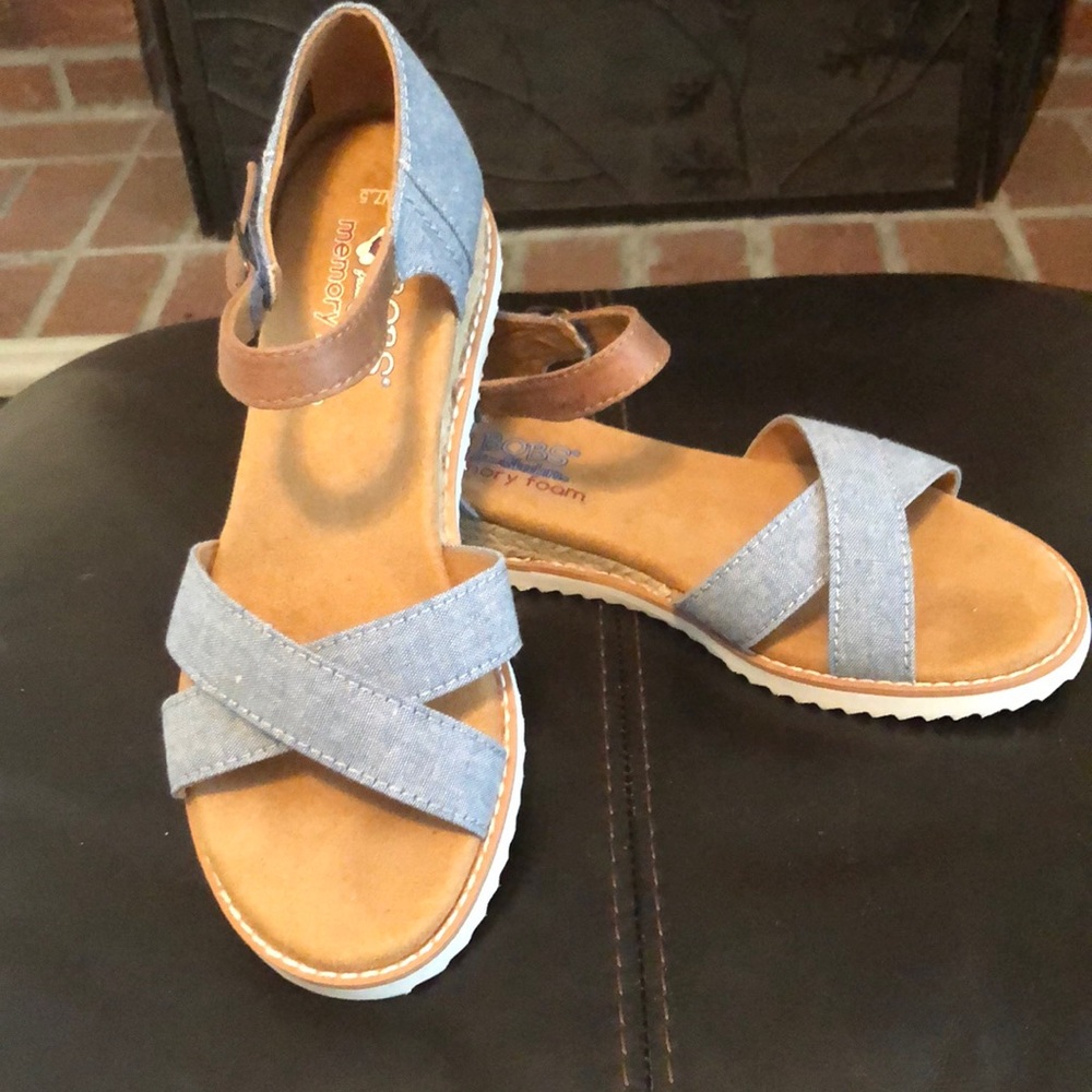 Bobs from Skechers Desert Kiss Party Crasher Sandals, Size 7 1/2 ,Chambray upper